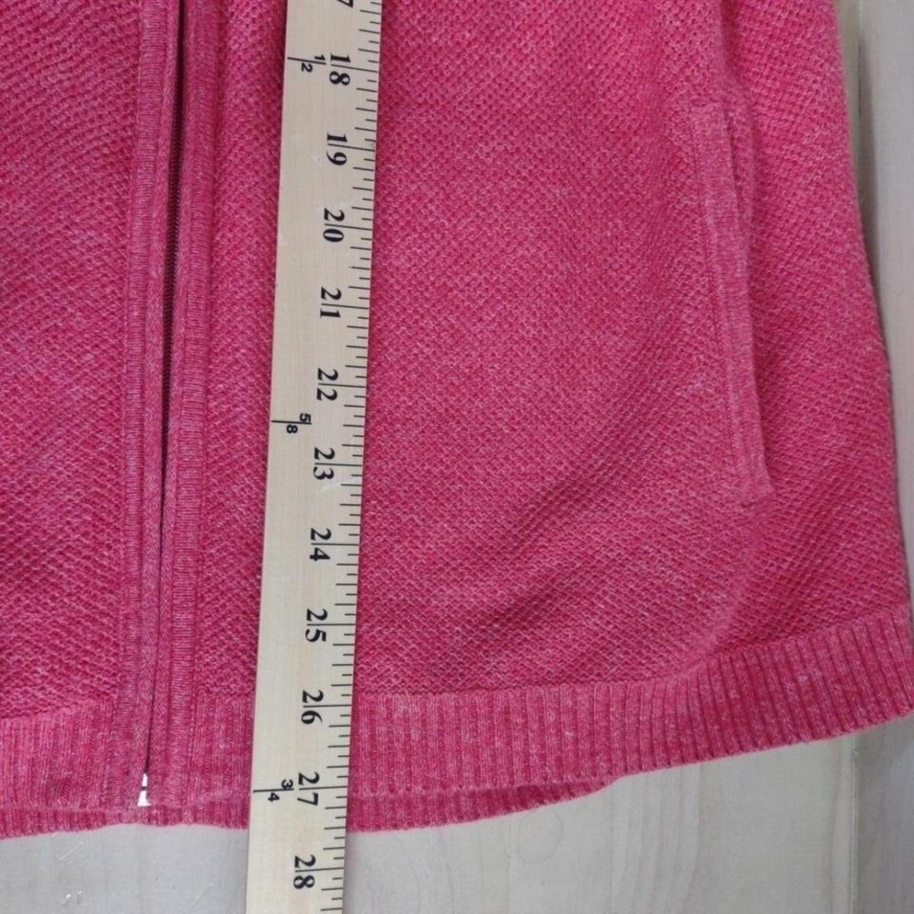 LL Bean Hoodie Sweater Jacket Womens L Tangerine Cotton Knit Long Sleeve Zip Up - Picture 7 of 8